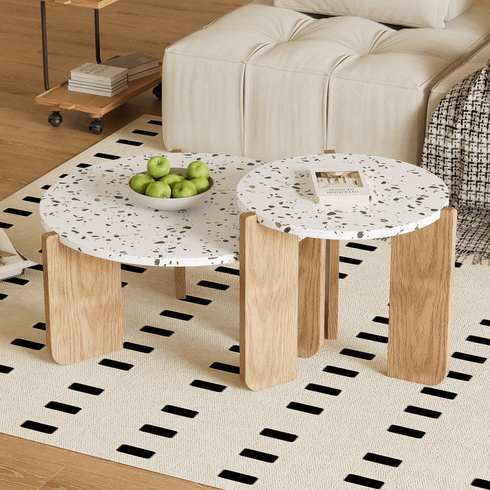 Moderner zusammensetzbarer Couchtisch, Beistelltisch, Couchtisch-Set für Wohnzimmer,
Sofa-Beistelltisch und Balkon, 2er-Set