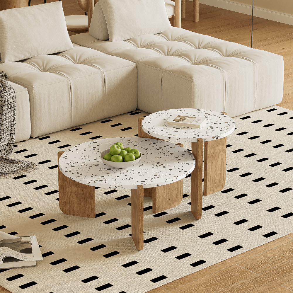 Moderner zusammensetzbarer Couchtisch, Beistelltisch, Couchtisch-Set für Wohnzimmer,
Sofa-Beistelltisch und Balkon, 2er-Set