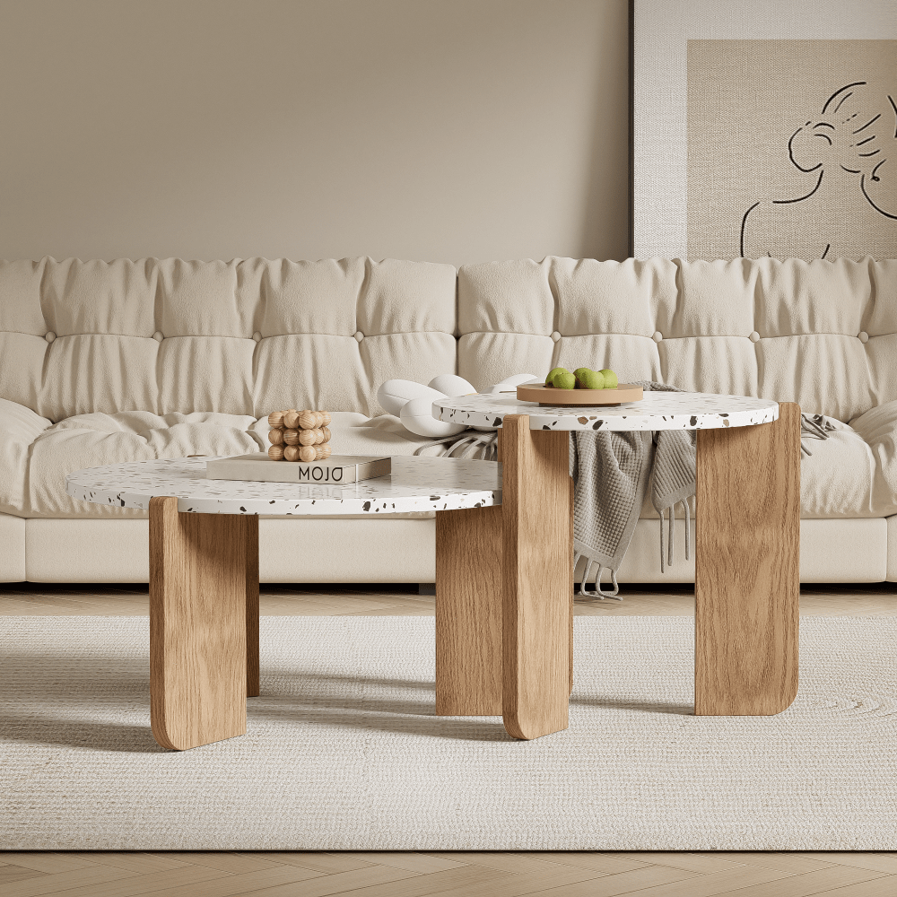Moderner zusammensetzbarer Couchtisch, Beistelltisch, Couchtisch-Set für Wohnzimmer,
Sofa-Beistelltisch und Balkon, 2er-Set