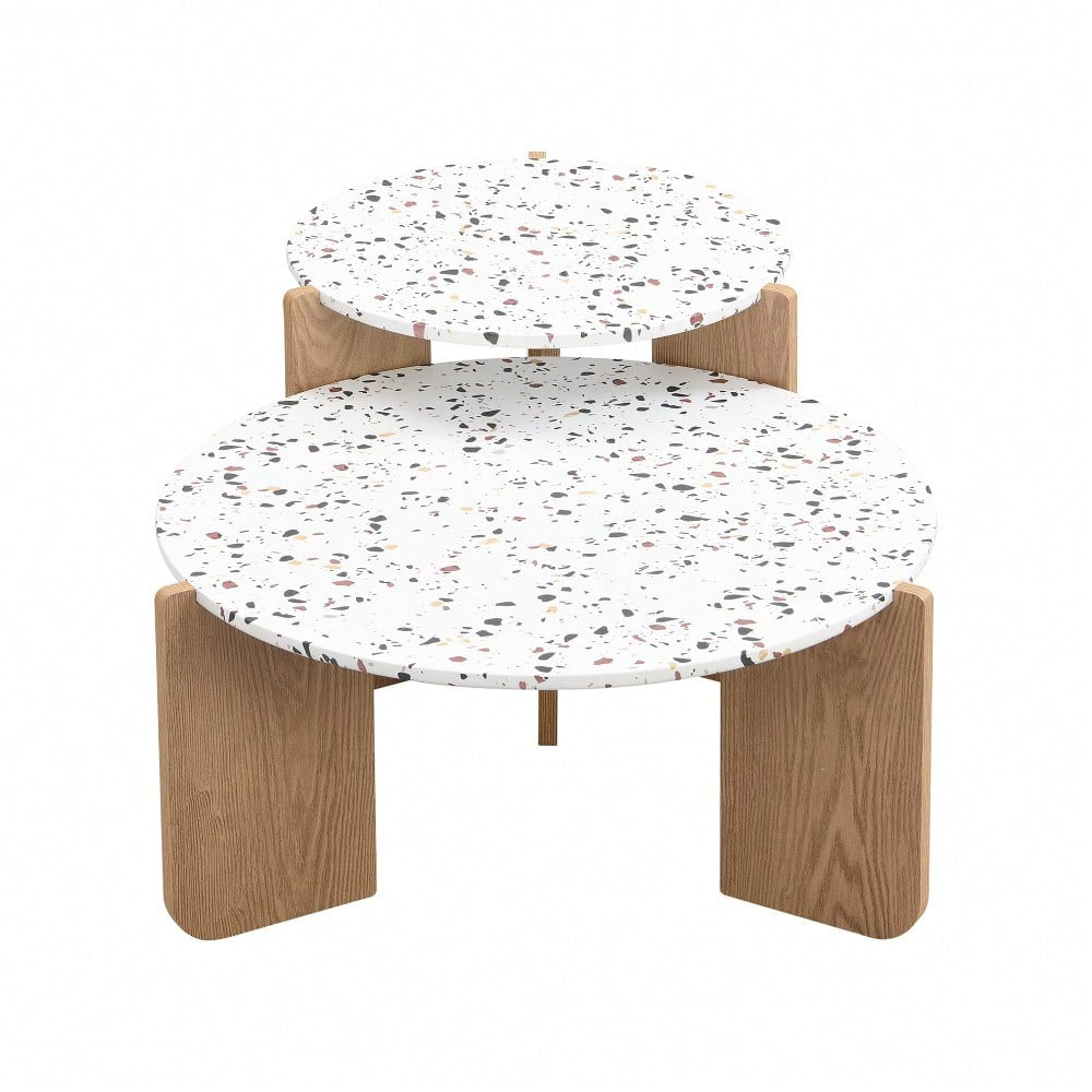 Moderner zusammensetzbarer Couchtisch, Beistelltisch, Couchtisch-Set für Wohnzimmer,
Sofa-Beistelltisch und Balkon, 2er-Set