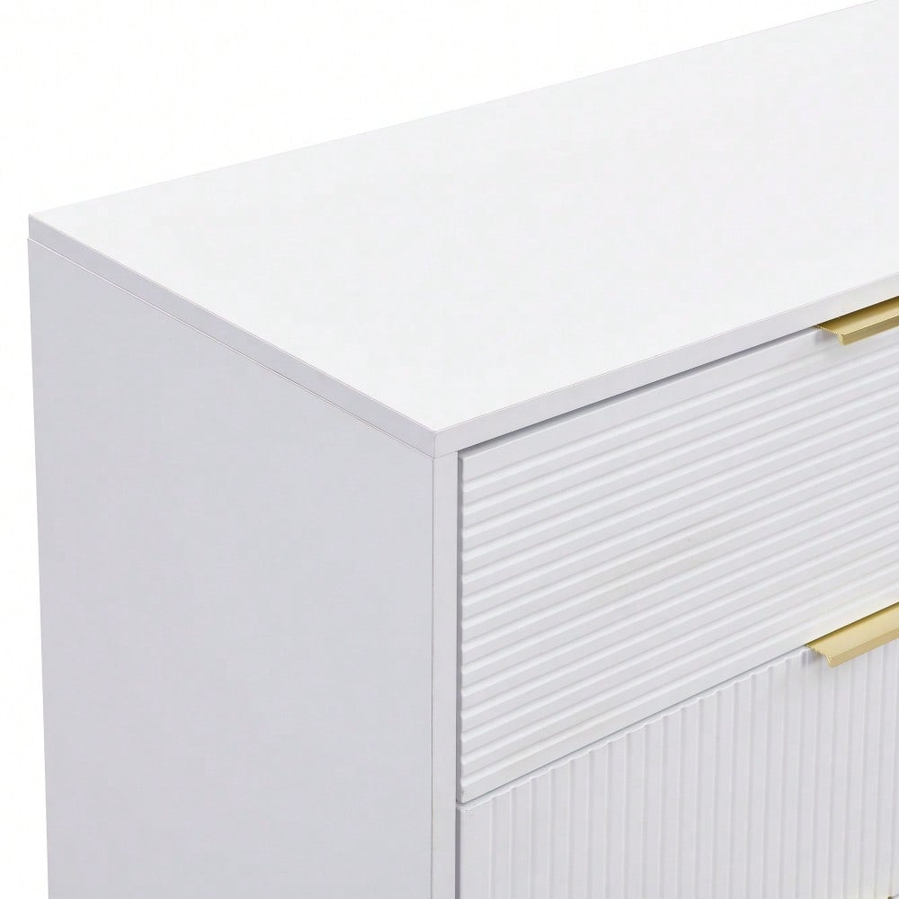 Sideboard, Wohnzimmerschrank mit Türen und Schubladen, Innenregalen, Kommode mit goldenen Griffen und Beinen