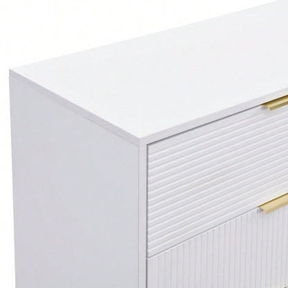 Sideboard, Wohnzimmerschrank mit Türen und Schubladen, Innenregalen, Kommode mit goldenen Griffen und Beinen