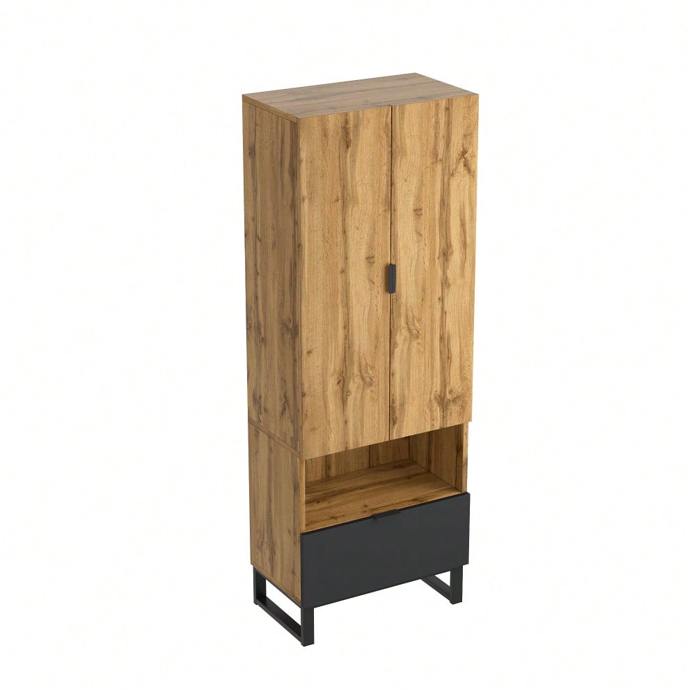 Garderobenschrank-1St, 1 Schubkästen, Ein Fach mit verstellbaren Einlegeböden,mit Kleiderstange