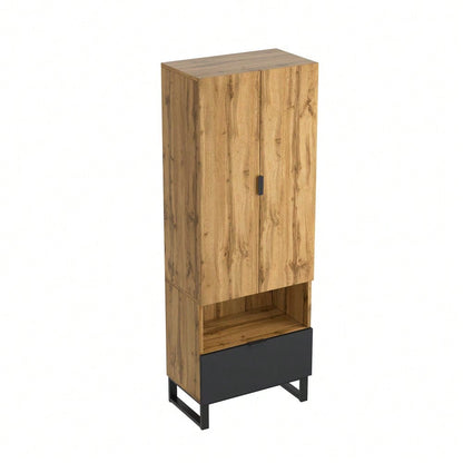 Garderobenschrank-1St, 1 Schubkästen, Ein Fach mit verstellbaren Einlegeböden,mit Kleiderstange