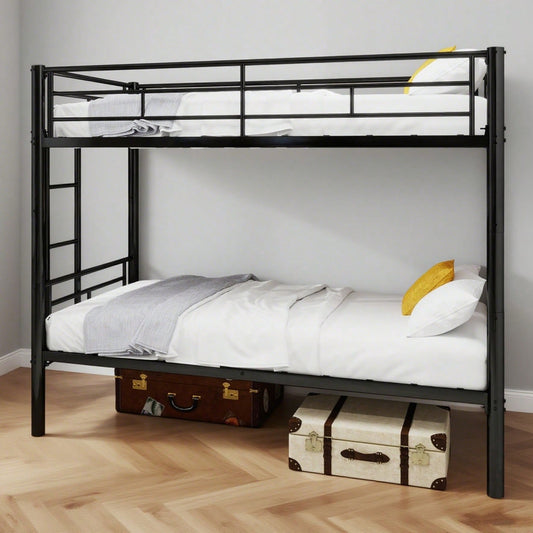 Twin über Twin Metall Etagenbett für Kinder Jungen Mädchen, Metallstruktur Bettgestell mit Leitern & Geländer, Convertible 2 Betten, keine Feder Box erforderlich