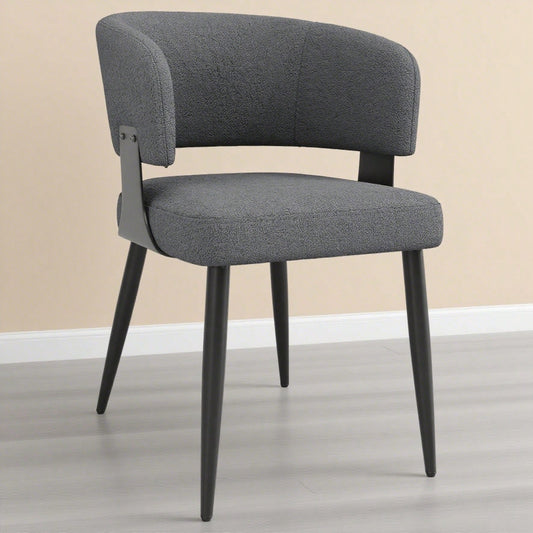 Hochwertiger Flanell (2 Stück) Esszimmerstuhl Schminkstuhl Frisiertisch Ergonomischer Stuhl Leichter Luxusstuhl Gebogene Rückenlehne, Beige/Grau