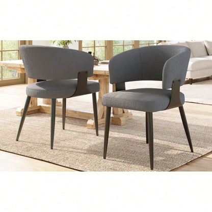 Hochwertiger Flanell (2 Stück) Esszimmerstuhl Schminkstuhl Frisiertisch Ergonomischer Stuhl Leichter Luxusstuhl Gebogene Rückenlehne, Beige/Grau