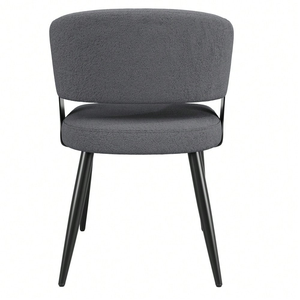 Hochwertiger Flanell (2 Stück) Esszimmerstuhl Schminkstuhl Frisiertisch Ergonomischer Stuhl Leichter Luxusstuhl Gebogene Rückenlehne, Beige/Grau