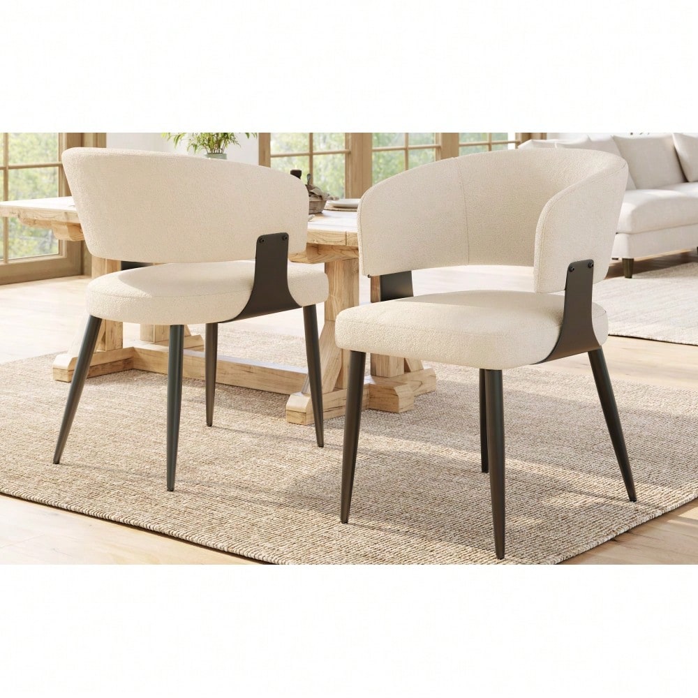 Hochwertiger Flanell (2 Stück) Esszimmerstuhl Schminkstuhl Frisiertisch Ergonomischer Stuhl Leichter Luxusstuhl Gebogene Rückenlehne, Beige/Grau