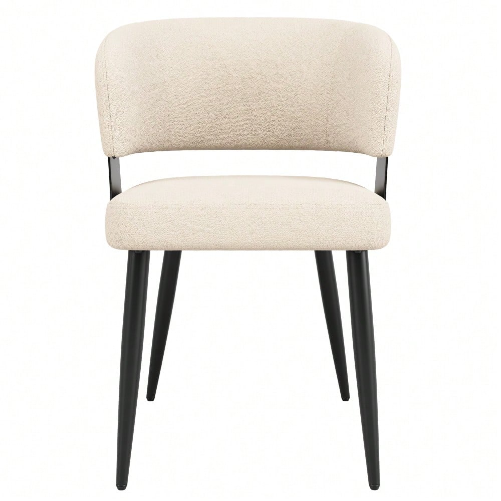 Hochwertiger Flanell (2 Stück) Esszimmerstuhl Schminkstuhl Frisiertisch Ergonomischer Stuhl Leichter Luxusstuhl Gebogene Rückenlehne, Beige/Grau