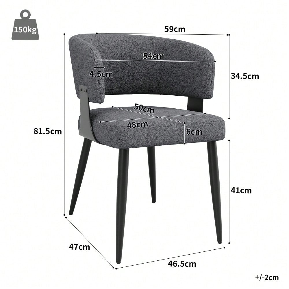 Hochwertiger Flanell (2 Stück) Esszimmerstuhl Schminkstuhl Frisiertisch Ergonomischer Stuhl Leichter Luxusstuhl Gebogene Rückenlehne, Beige/Grau