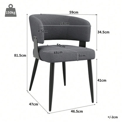 Hochwertiger Flanell (2 Stück) Esszimmerstuhl Schminkstuhl Frisiertisch Ergonomischer Stuhl Leichter Luxusstuhl Gebogene Rückenlehne, Beige/Grau