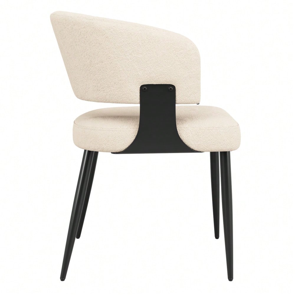 Hochwertiger Flanell (2 Stück) Esszimmerstuhl Schminkstuhl Frisiertisch Ergonomischer Stuhl Leichter Luxusstuhl Gebogene Rückenlehne, Beige/Grau