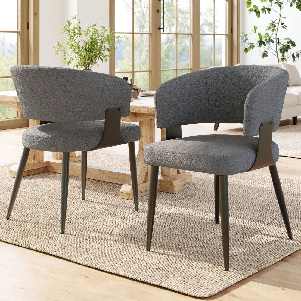 Hochwertiger Flanell (2 Stück) Esszimmerstuhl Schminkstuhl Frisiertisch Ergonomischer Stuhl Leichter Luxusstuhl Gebogene Rückenlehne, Beige/Grau