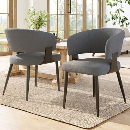 Hochwertiger Flanell (2 Stück) Esszimmerstuhl Schminkstuhl Frisiertisch Ergonomischer Stuhl Leichter Luxusstuhl Gebogene Rückenlehne, Beige/Grau