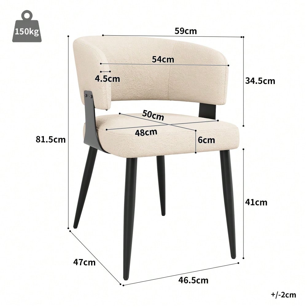Hochwertiger Flanell (2 Stück) Esszimmerstuhl Schminkstuhl Frisiertisch Ergonomischer Stuhl Leichter Luxusstuhl Gebogene Rückenlehne, Beige/Grau