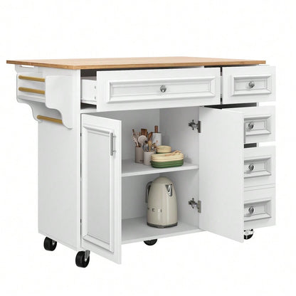 Kücheninsel(110×45-75×92cm),Modernes Küchensiland, Küchenschrank, Abnehmbare Servierwagen buffetschrank, Speisewagen mit Vintage-Muster, buffetschrank, Multifunktionale Esstisch mit Speicherraum,weiß