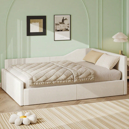 Gepolstertes 140x200 Tagesbett mit Stauraum darunter, Beige
