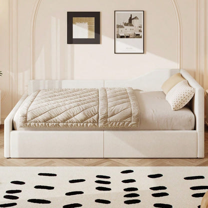 Gepolstertes 140x200 Tagesbett mit Stauraum darunter, Beige