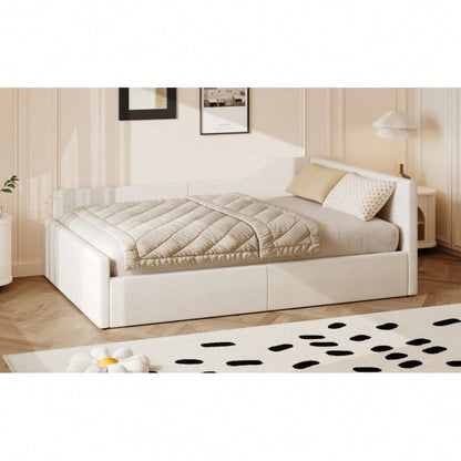 Gepolstertes 140x200 Tagesbett mit Stauraum darunter, Beige