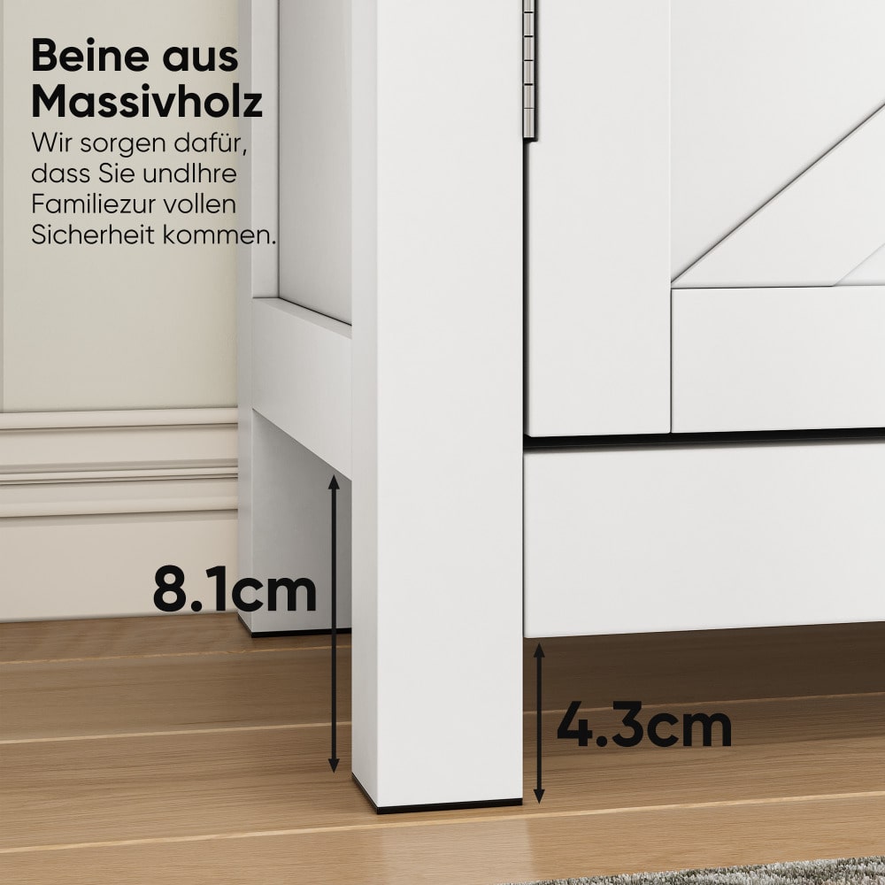 Bauernhaus-Aufbewahrungsschränke mit Schubladen und verstellbaren Regalen, weiße Küchenschränke mit Walnuss-Arbeitsplatten, moderne Kaffeebar-Konsolenschränke für Küche, Esszimmer, Badezimmer, Eingang