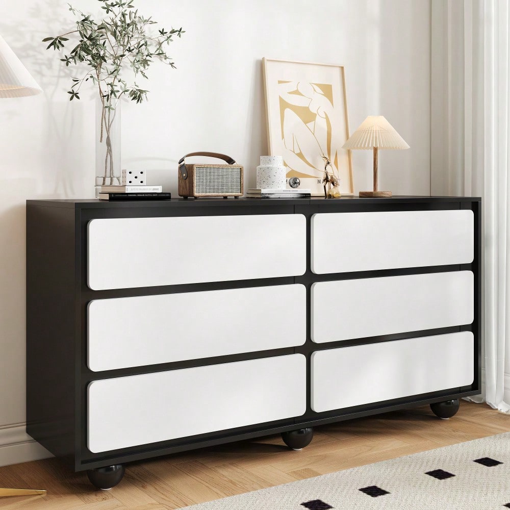 Sideboard, stilvolle Kommode mit sechs Schubladen – Frisiertisch im modernen Design, praktische Funktion.140×38×74,5cm