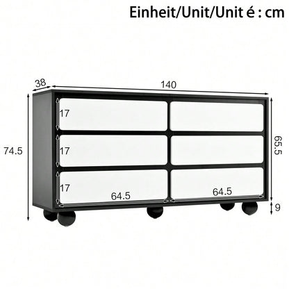 Sideboard, stilvolle Kommode mit sechs Schubladen – Frisiertisch im modernen Design, praktische Funktion.140×38×74,5cm