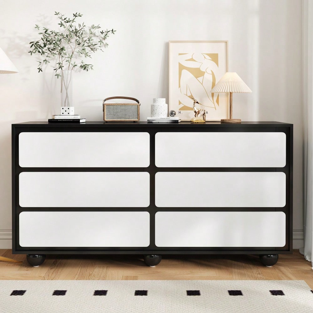 Sideboard, stilvolle Kommode mit sechs Schubladen – Frisiertisch im modernen Design, praktische Funktion.140×38×74,5cm