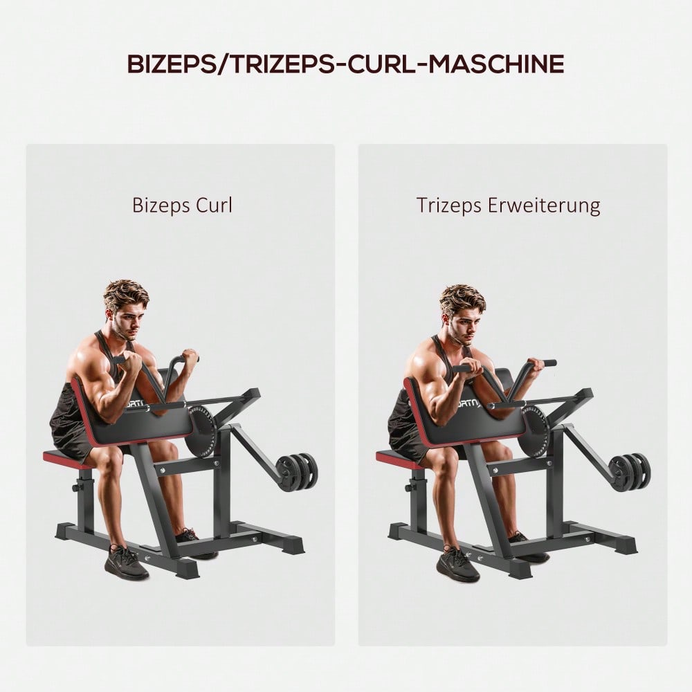 SPORTNOW Bizeps Trizeps Curl Maschine Fitnessgerät mit 5-stufig verstellbarem Sitz für Trizeps Extension, Kunstleder Schwarz