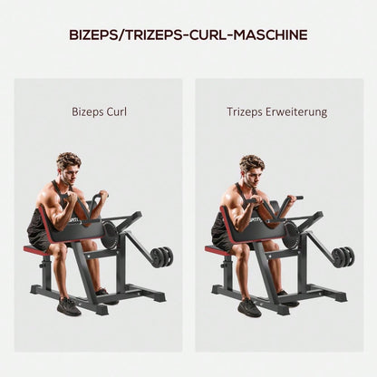 SPORTNOW Bizeps Trizeps Curl Maschine Fitnessgerät mit 5-stufig verstellbarem Sitz für Trizeps Extension, Kunstleder Schwarz