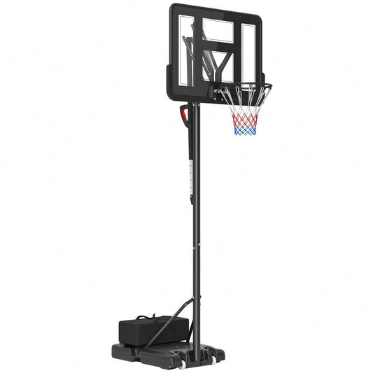 SPORTNOW Basketballkorb Outdoor, Verstellbare Korbhöhe 230-305 cm, Basketballständer mit 110 x 75 cm bruchsichere Rückwand mit Rädern, gefederter Korb, Gewicht für Erwachsene