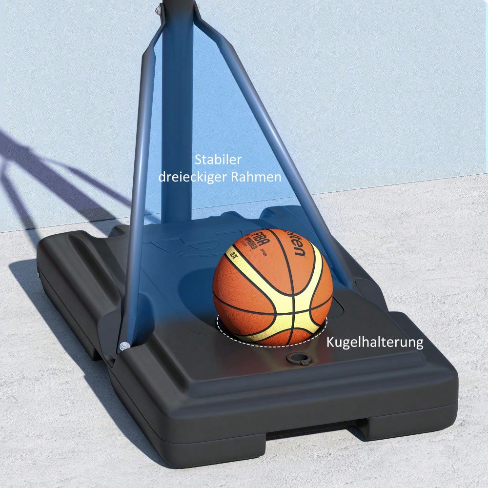 SPORTNOW Basketballkorb Outdoor, Verstellbare Korbhöhe 230-305 cm, Basketballständer mit 110 x 75 cm bruchsichere Rückwand mit Rädern, gefederter Korb, Gewicht für Erwachsene