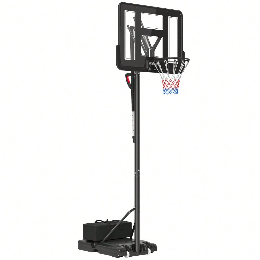 SPORTNOW Basketballkorb Outdoor, Verstellbare Korbhöhe 230-305 cm, Basketballständer mit 110 x 75 cm bruchsichere Rückwand mit Rädern, gefederter Korb, Gewicht für Erwachsene