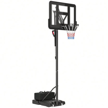 SPORTNOW Basketballkorb Outdoor, Verstellbare Korbhöhe 230-305 cm, Basketballständer mit 110 x 75 cm bruchsichere Rückwand mit Rädern, gefederter Korb, Gewicht für Erwachsene