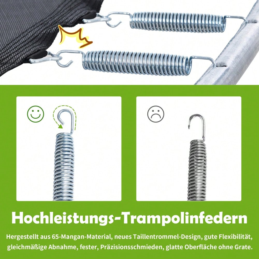 Kinder Trampolin Outdoor Ø 213 cm Gartentrampolin mit Rutsche, Leiter, Netz, Doppeltür und Gepolsterten Stangen,TÜV Zertifiziert,bis 100 kg
