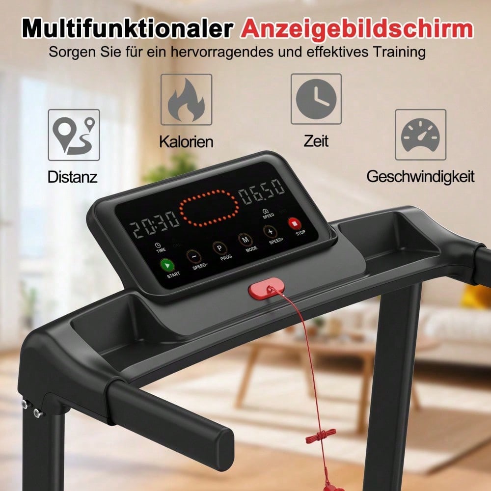 Laufband für Zuhause, Laufband klappbar, Treadmill bis 12 km/h, max. 120kg, Tablethalterung,    App kompatibel, LED
