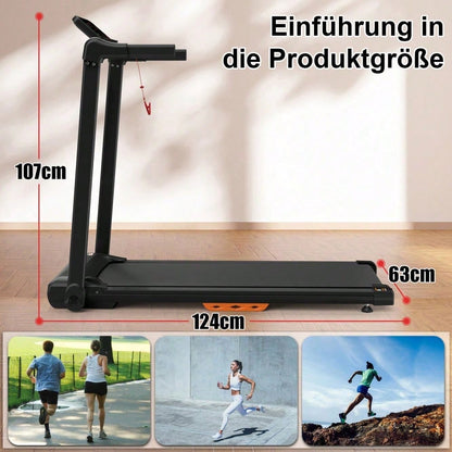 Laufband für Zuhause, Laufband klappbar, Treadmill bis 12 km/h, max. 120kg, Tablethalterung,    App kompatibel, LED