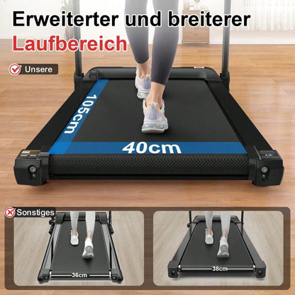 Laufband für Zuhause, Laufband klappbar, Treadmill bis 12 km/h, max. 120kg, Tablethalterung,    App kompatibel, LED