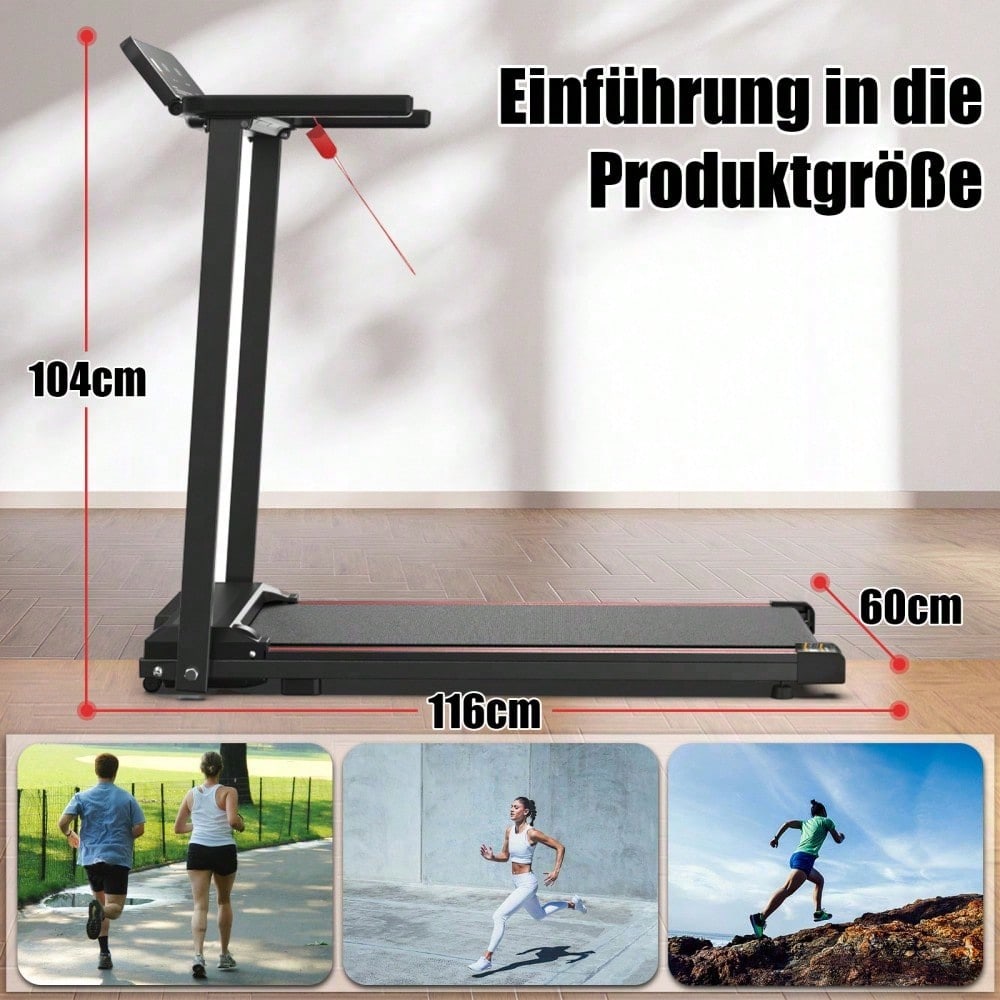 Elektrisches Laufband, Klapplaufband für Zuhause bis zu 12 km/h, mit LED-Display, App, kompaktes Gehpadd für Zuhause und Büro, mit einem Gewicht von 120KG