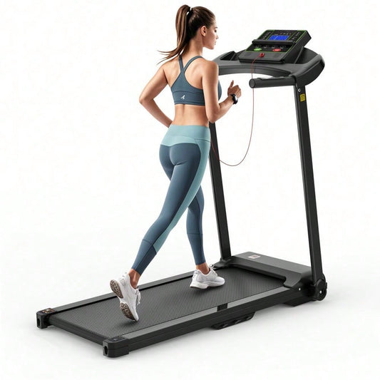 Elektrisches Laufband, Klapplaufband für Zuhause bis 12 km/h, mit LED-Display, App- und Tablet-Halter, Kompaktes Laufpad für Zuhause und Büro