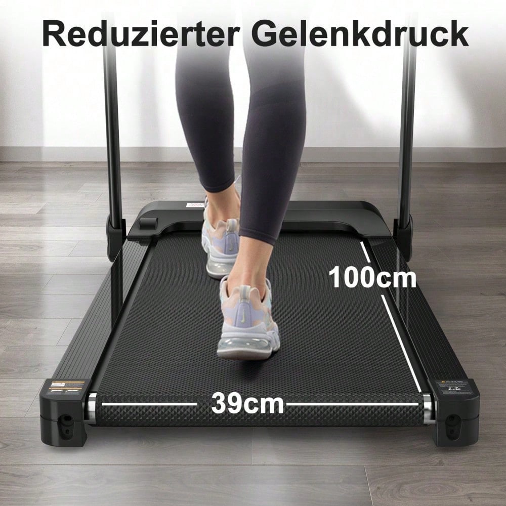 Elektrisches Laufband, Klapplaufband für Zuhause bis 12 km/h, mit LED-Display, App- und Tablet-Halter, Kompaktes Laufpad für Zuhause und Büro