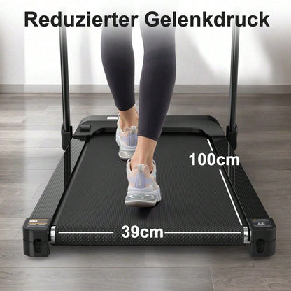 Elektrisches Laufband, Klapplaufband für Zuhause bis 12 km/h, mit LED-Display, App- und Tablet-Halter, Kompaktes Laufpad für Zuhause und Büro