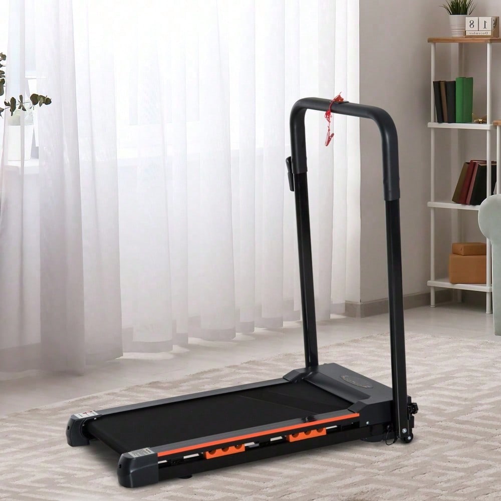 HOMCOM Elektrisches Laufband mit LCD Display, faltbares Fitnessgerät 1-6 km/h, stabiler Stahlrahmen, schwarz, kompakte Maße 105 x 56 x 108,5 cm