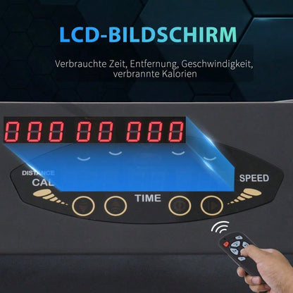 HOMCOM Elektrisches Laufband mit LCD Display, faltbares Fitnessgerät 1-6 km/h, stabiler Stahlrahmen, schwarz, kompakte Maße 105 x 56 x 108,5 cm