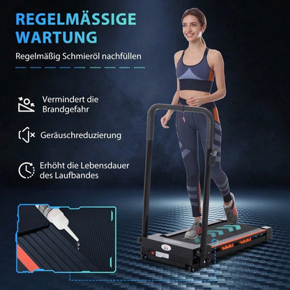 HOMCOM Elektrisches Laufband mit LCD Display, faltbares Fitnessgerät 1-6 km/h, stabiler Stahlrahmen, schwarz, kompakte Maße 105 x 56 x 108,5 cm