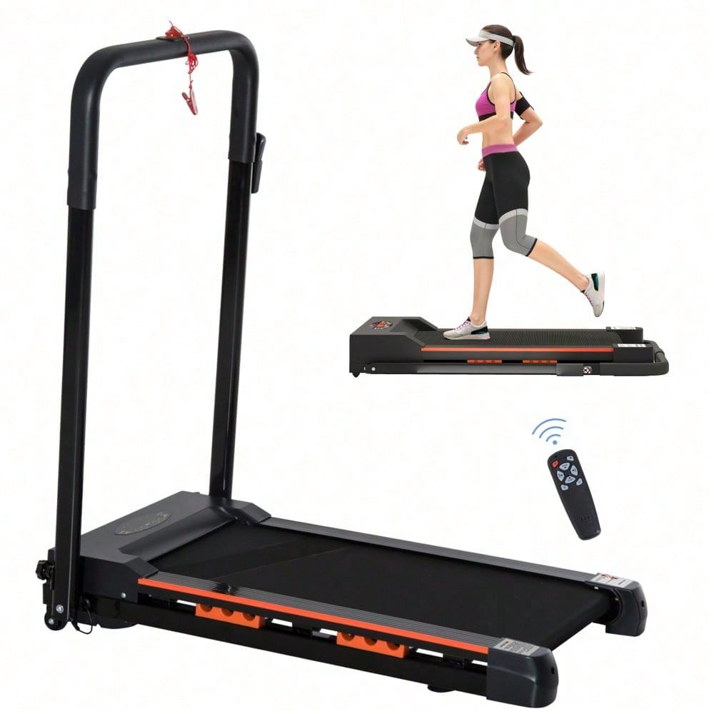 HOMCOM Elektrisches Laufband mit LCD Display, faltbares Fitnessgerät 1-6 km/h, stabiler Stahlrahmen, schwarz, kompakte Maße 105 x 56 x 108,5 cm