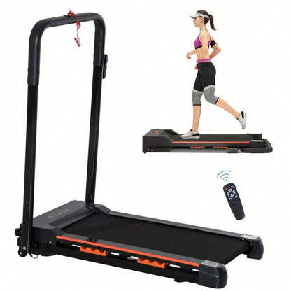 HOMCOM Elektrisches Laufband mit LCD Display, faltbares Fitnessgerät 1-6 km/h, stabiler Stahlrahmen, schwarz, kompakte Maße 105 x 56 x 108,5 cm