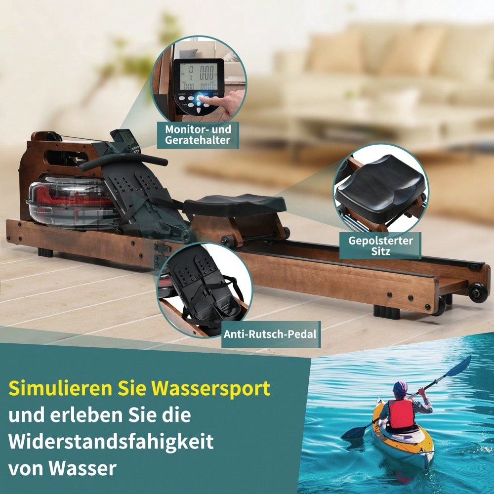 Faltbare Wasserwiderstands-Rudergerät mit Kinomap APP,Innenraum Heim-Fitness-Rudergerät