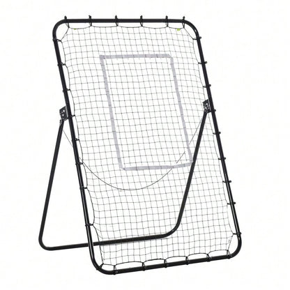 HOMCOM Fußball Rebounder Klappbares Fußballtor Kickback Rückprallwand 123x73x1785 cm 4 Verstellbare Stufen Schwarz für Training & Spaß