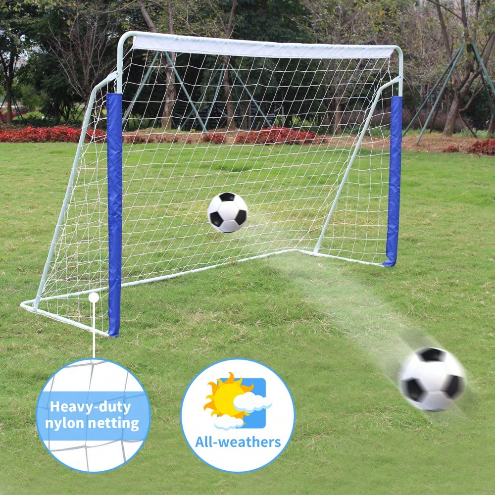 243.8cm x 152.4(8x5FT) Soccer Goals for Backyard Portable Net Collapsible Metal Base, Quick Setup Soccer Net for Indoor Outdoor Practice Training with Carry Bag